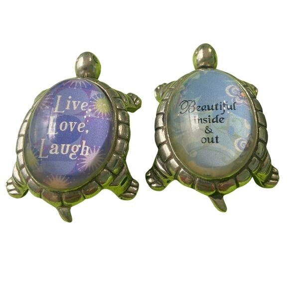 Ganz Lucky Turtle Figurine 1.25" x 1.55" Set 2 Inspiration 3D Clear Glass Shell - Picture 1 of 7